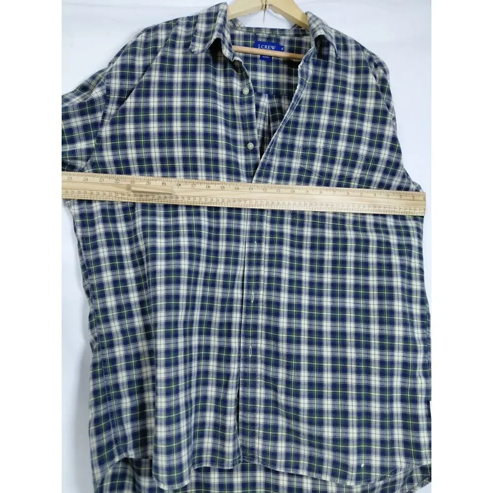 J.Crew Blue Plaid Button-Up Cotton Shirt Men Size XL